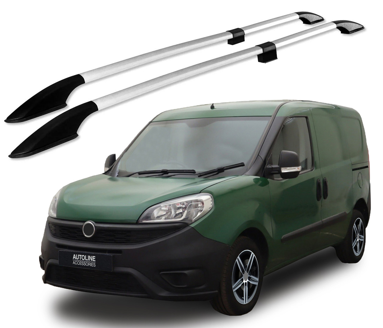 Aluminium Roof Bars Side Rails To Fit Short Wheelbase Fiat Doblo (2010-22)