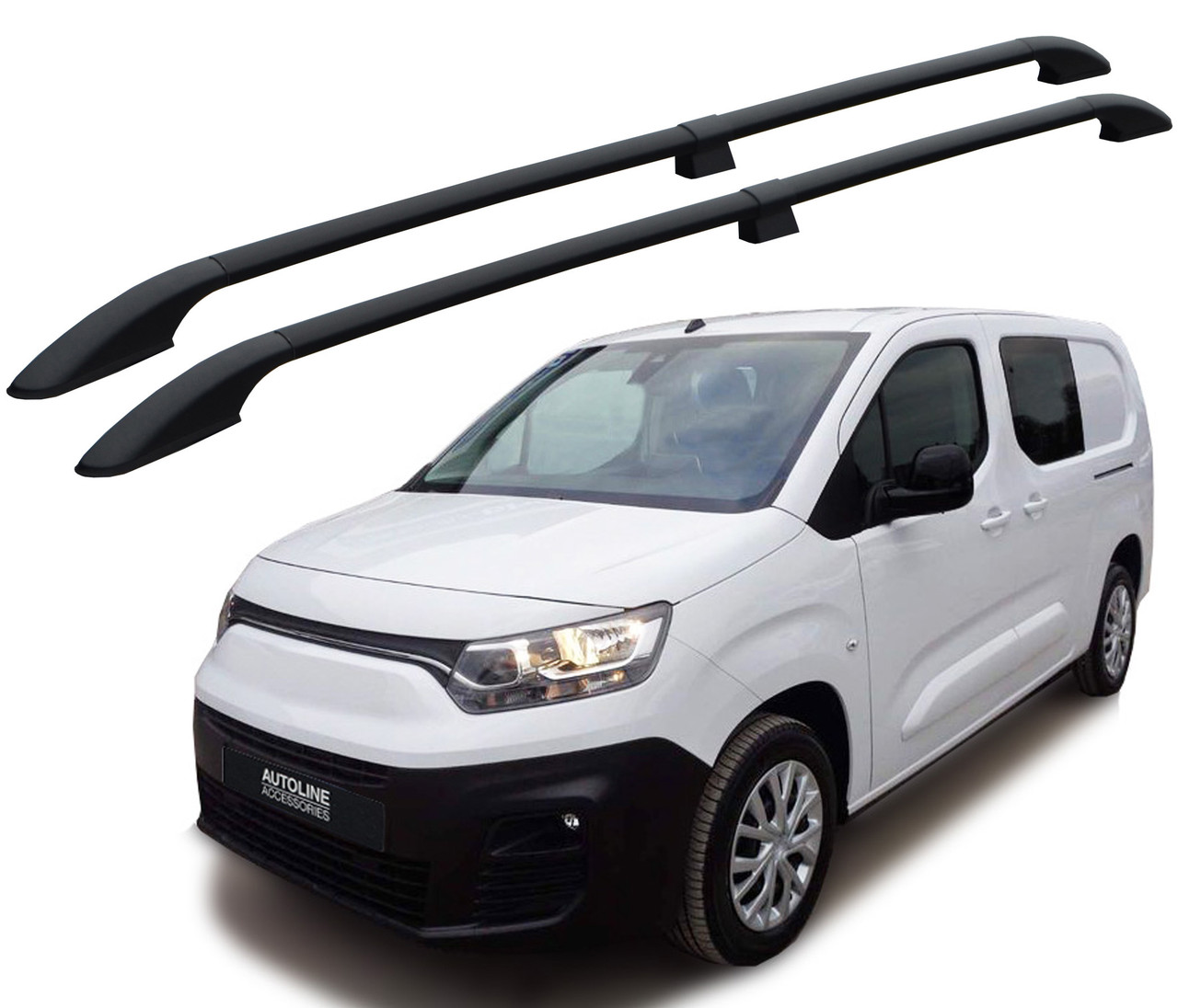 Black Aluminium Roof Bars Side Rails To Fit L1 Fiat Doblo (2023+)