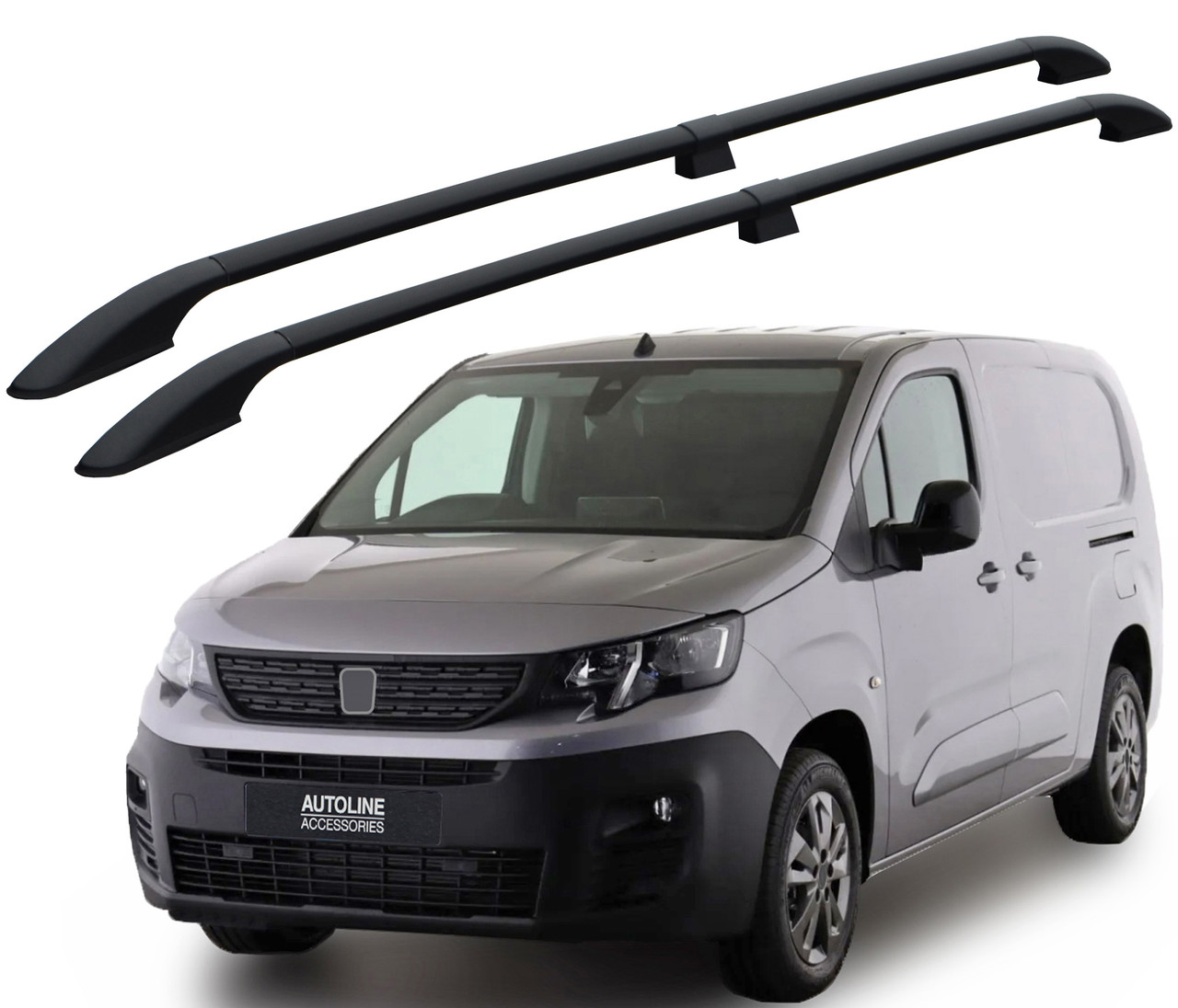 Black Aluminium Roof Bars Side Rails To Fit L1 Peugeot Partner (2019+)