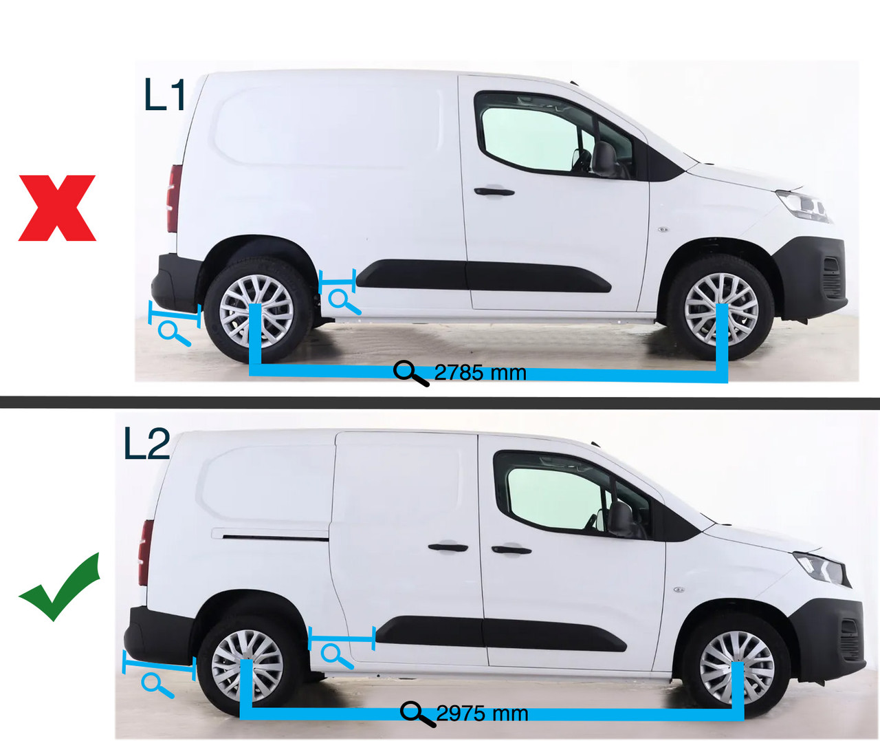 Aluminium Roof Bars Side Rails To Fit L2 Peugeot Partner (2019+)