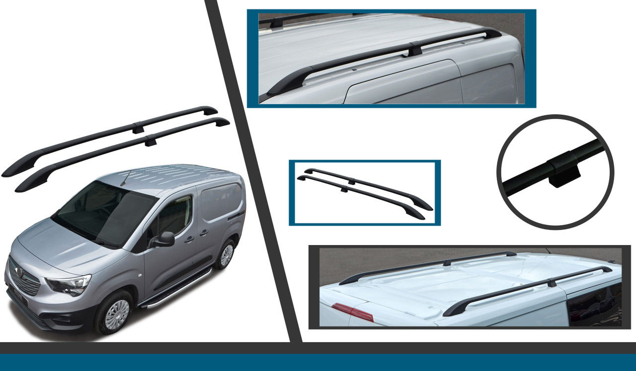 Black Aluminium Roof Bars Side Rails To Fit L1 Vauxhall / Opel Combo E (2019+)