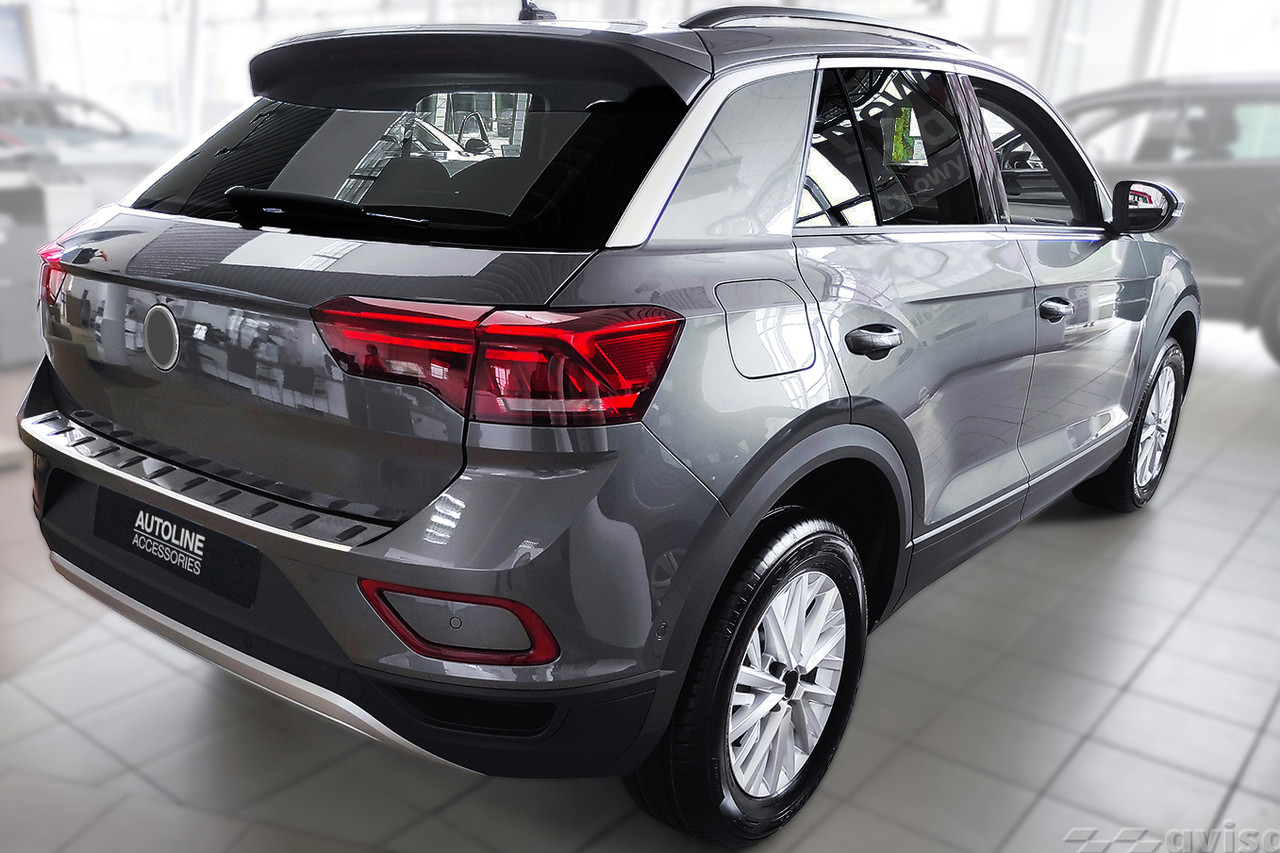 Reinforced Rear Bumper Protector Guard For VW T-Roc (2017+) - Silver Brushed
