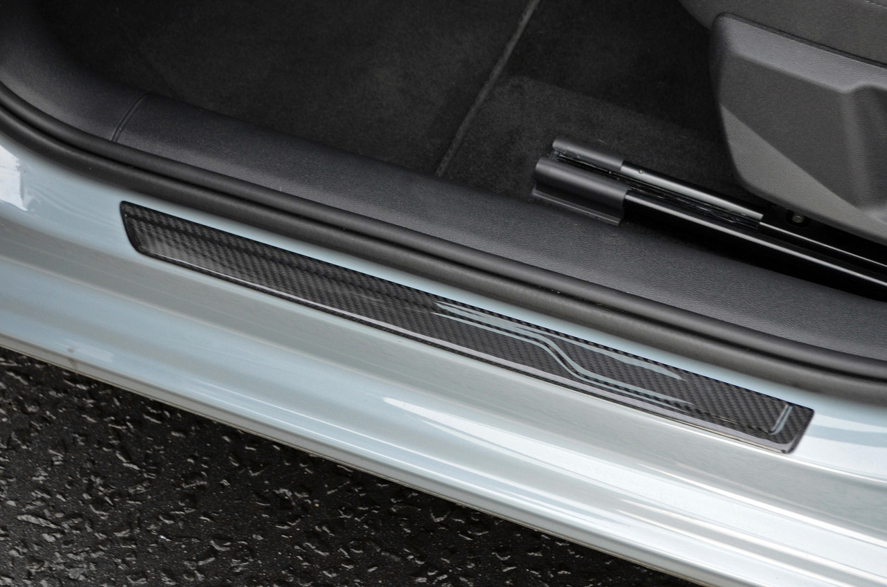 Carbon Fibre Door Sill Protectors Kick Plates To Fit Hyundai i20 (2020+)