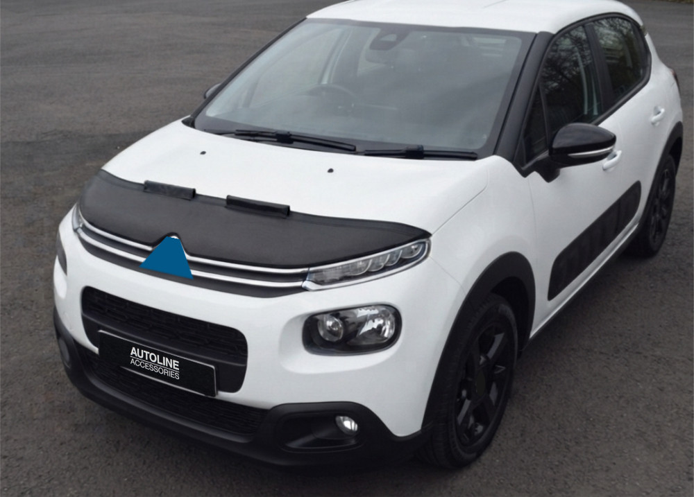 To Fit Citroen C3 (2016+): Black Bonnet Bra Protector Stone Guard