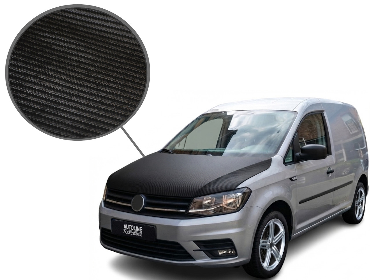 To Fit VW Caddy (2016-2020): Full Bonnet Bra Cover Carbon Fibre Effect