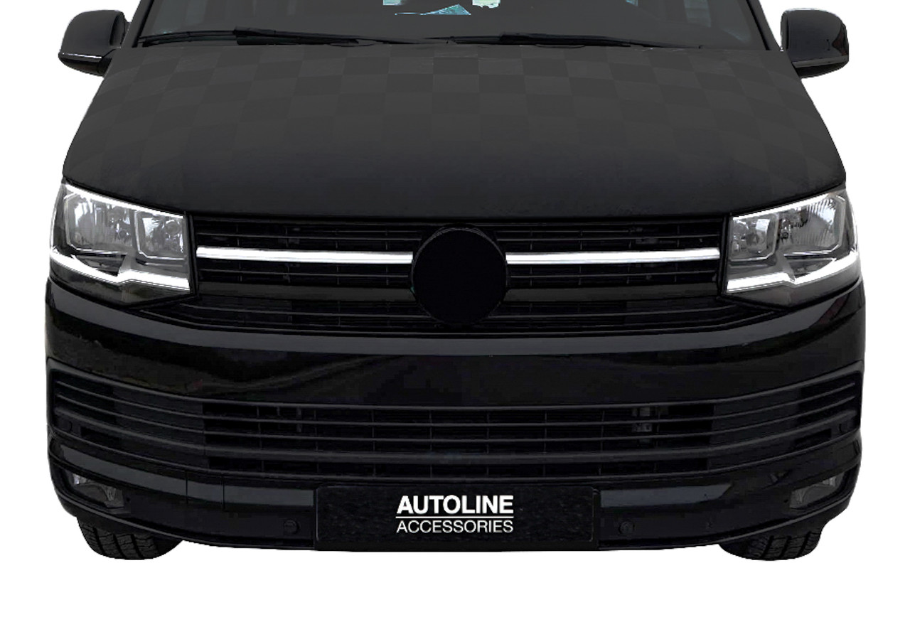 For VW T6 / T6.1 Transporter (2016+): Full Bonnet Bra Protector Guard Black Chequered