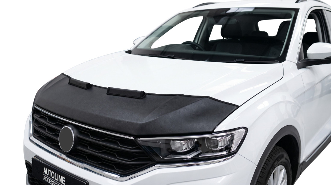 To Fit Volkswagen T-Roc (2017-25): Black Bonnet Bra Protector Stone Guard