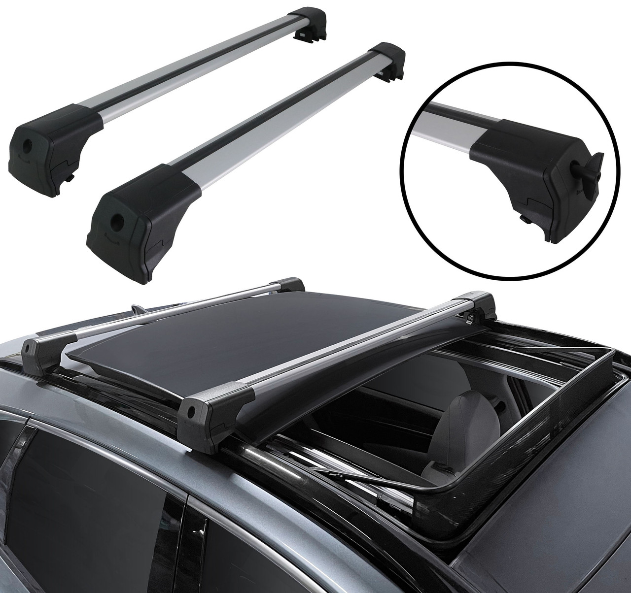 Cross Bars For Roof Rack Rails To Fit Kia Sportage V (2022+) 75KG Lockable