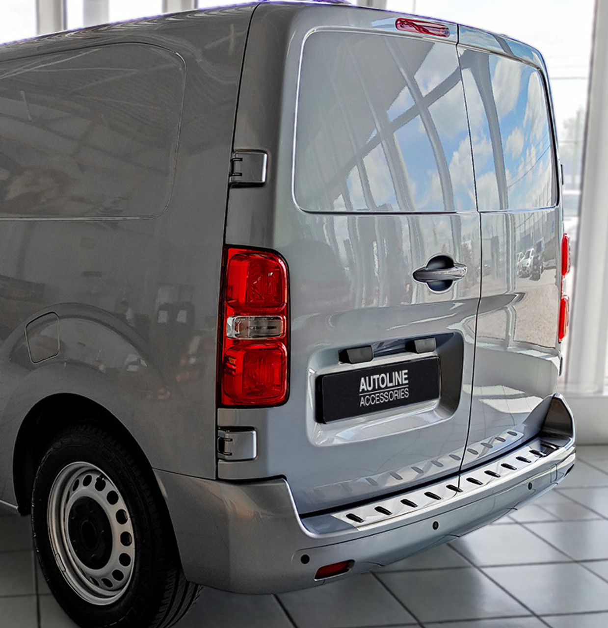 Silver Reinforced Rear Bumper Protector Guard To Fit Fiat Scudo (2022+)