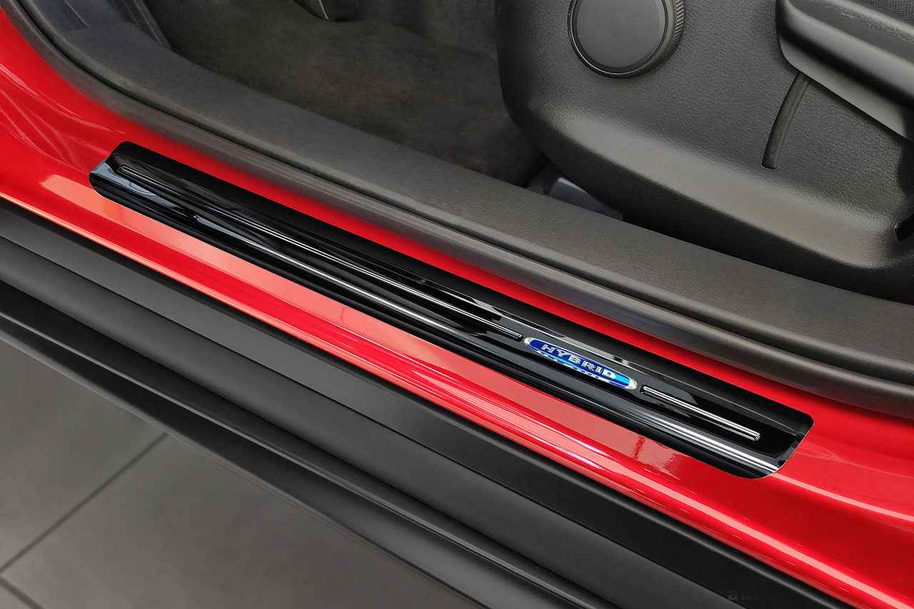 Black Chrome Door Sill Protectors (Hybrid Emblem) To Fit Mazda CX-30 (2019+)