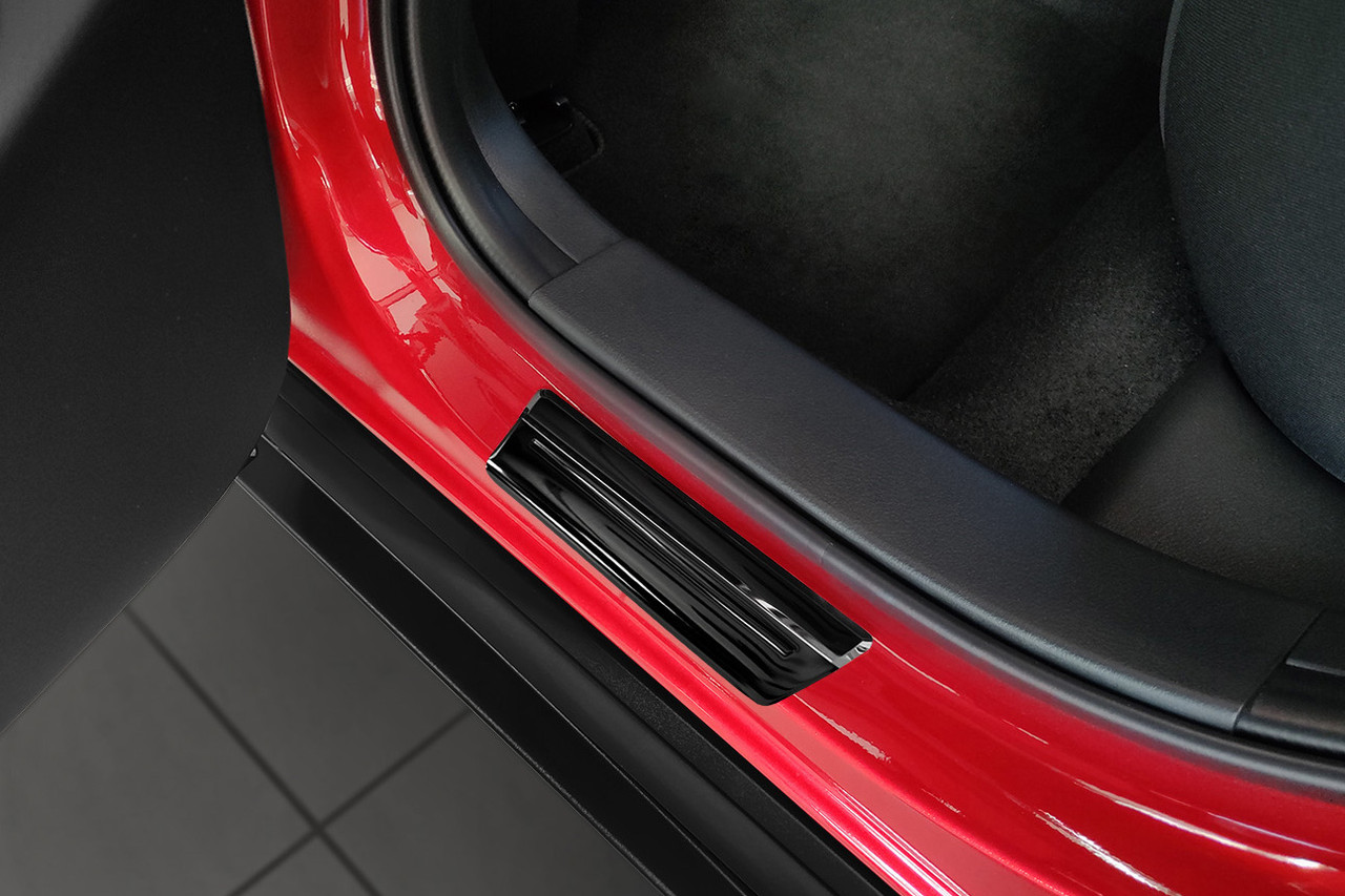 Black Chrome Door Sill Protectors (Hybrid Emblem) To Fit Mazda CX-30 (2019+)