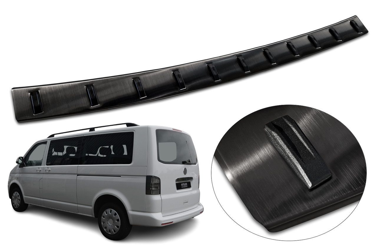 Black Reinforced Rear Bumper Protector For VW T5 Transporter (2003-15) Tailgate