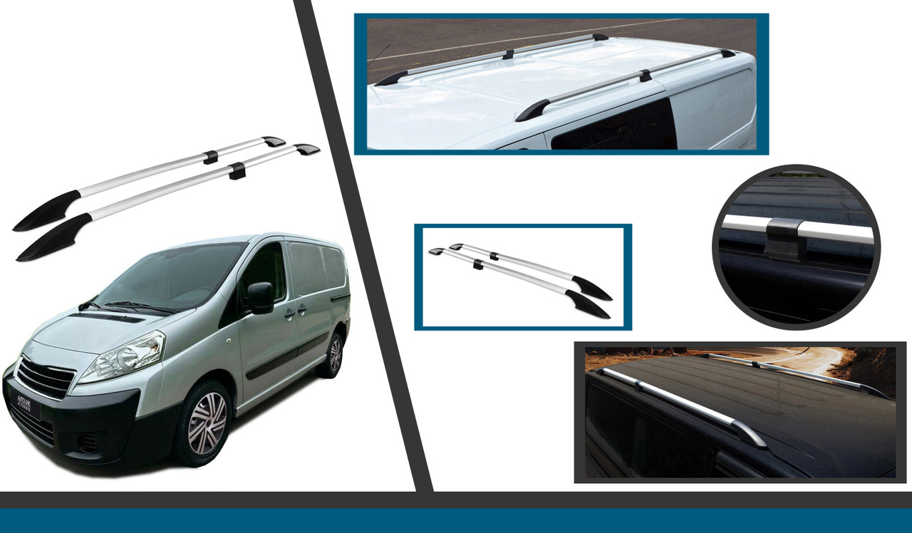 Aluminium Roof Rack Rails Side Bars To Fit L1 Fiat Scudo (2006-16)