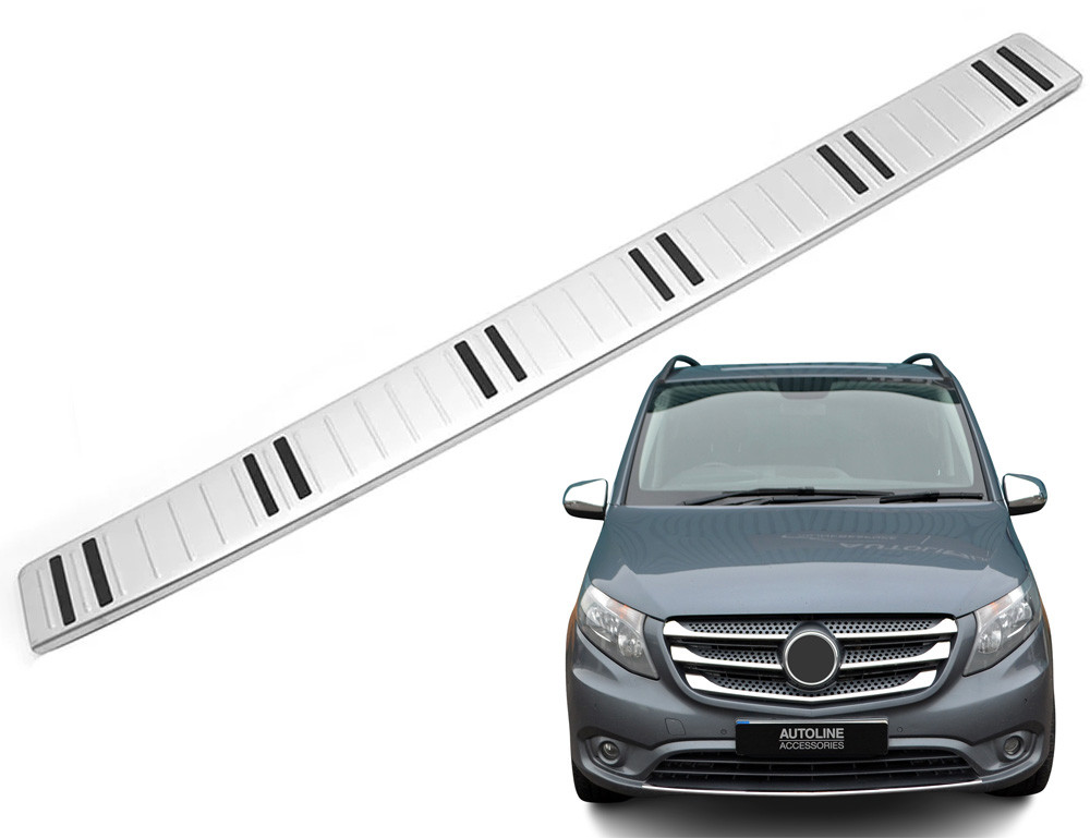 For Mercedes V-Class (2015+): Tough Rear Bumper Protector Brushed Steel