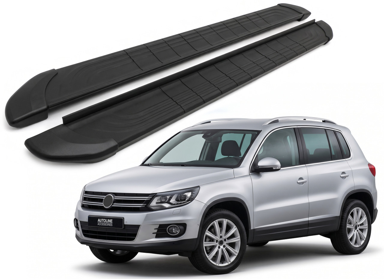 Black Aluminium Side Steps Bars Running Boards For Volkswagen Tiguan (2007-16)