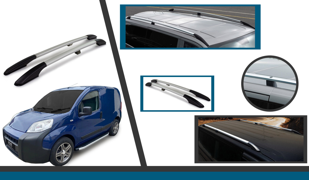 Aluminium Roof Rack Rails Side Bars To Fit Fiat Fiorino (2007+)