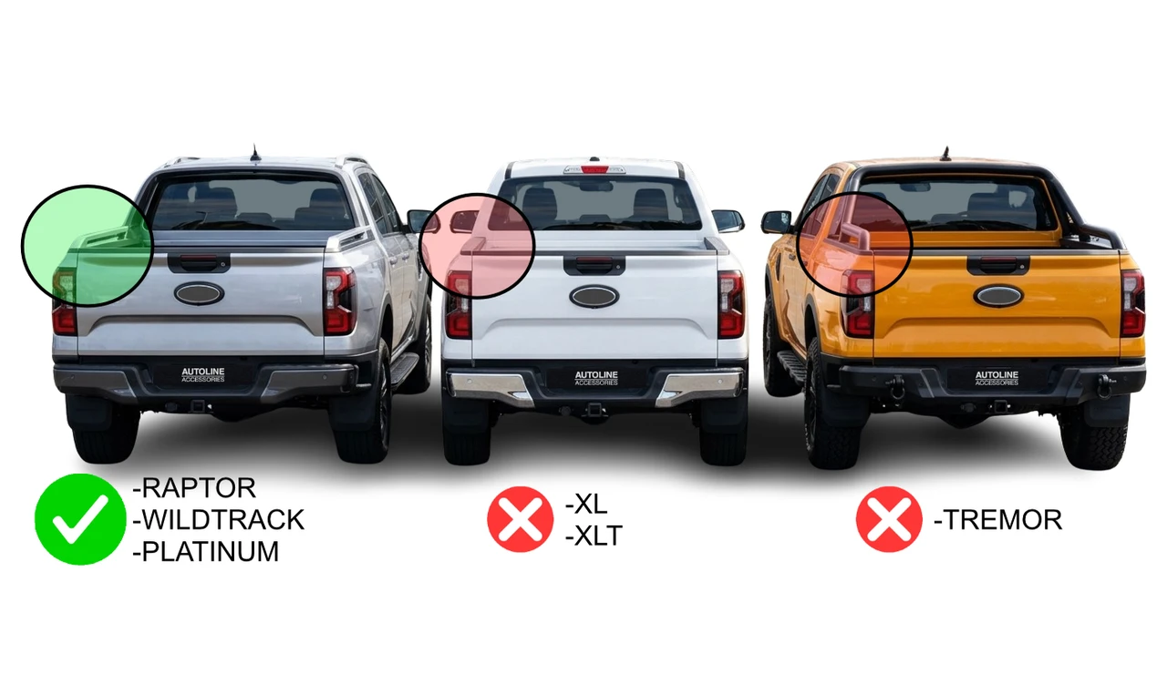 Cross Bar Rack For Rear Truck Bed Rails To Fit Ford Ranger (2023+) 75KG Lockable