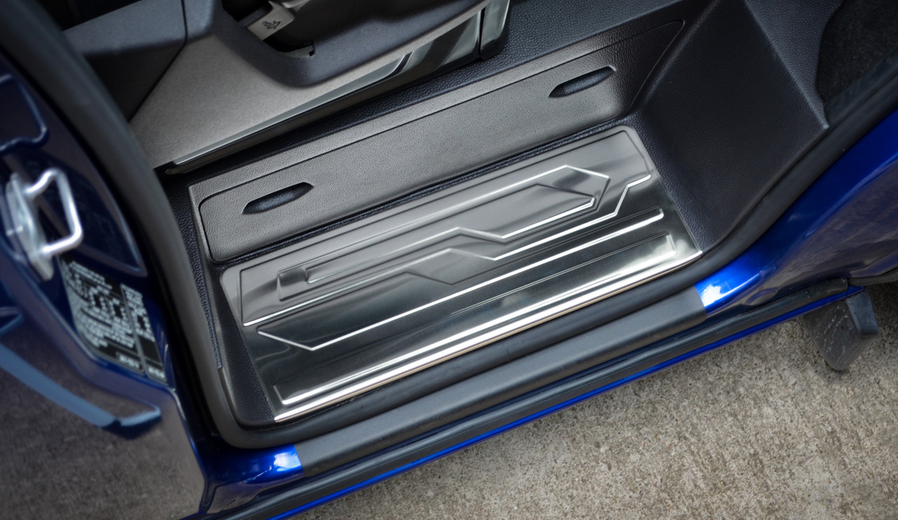 Brushed Chrome Front Door Sill Covers Protectors For Ford Transit Custom (2012+)