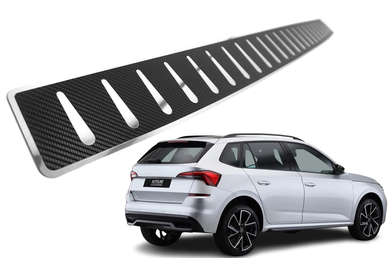 Carbon Foiled Rear Bumper Protector Guard To Fit Skoda Kamiq (2019+)