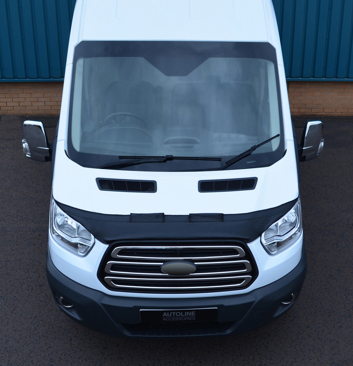 Black Front Bonnet Bra / Protector Half Version To Fit Ford Transit (2014+)