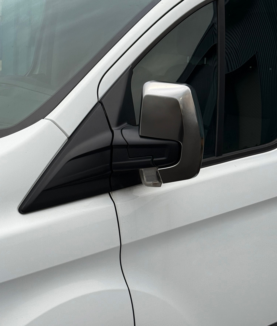 Satin Chrome Wing Mirror Trim Covers To Fit Ford Transit Custom (2012-2022)