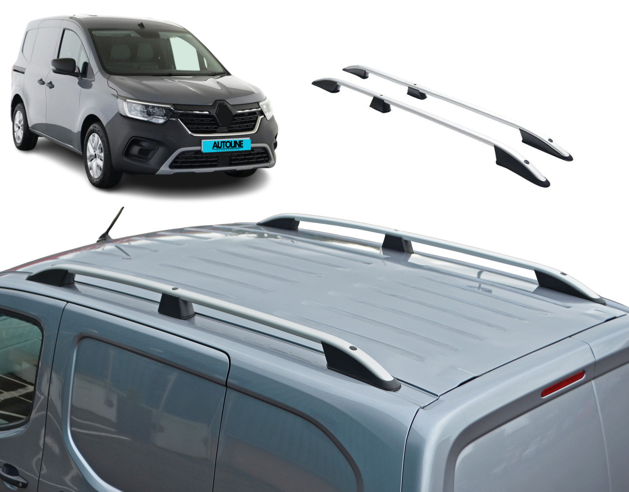 Aluminium Roof Rack Rails Side Bars To Fit L1 Renault Kangoo MWB (2022+)