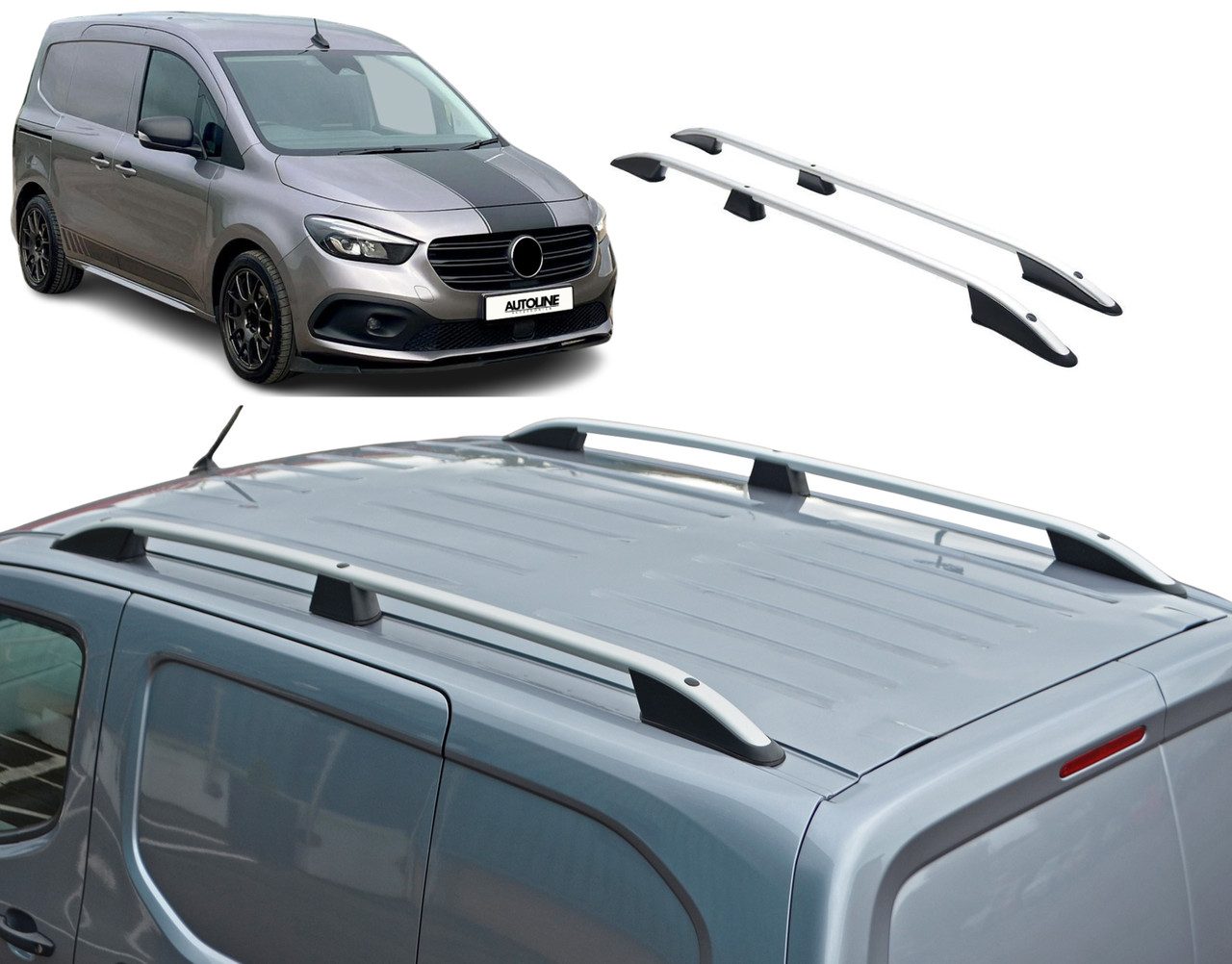 Aluminium Roof Rack Rails Side Bars To Fit L1 Mercedes Citan SWB (2022+)