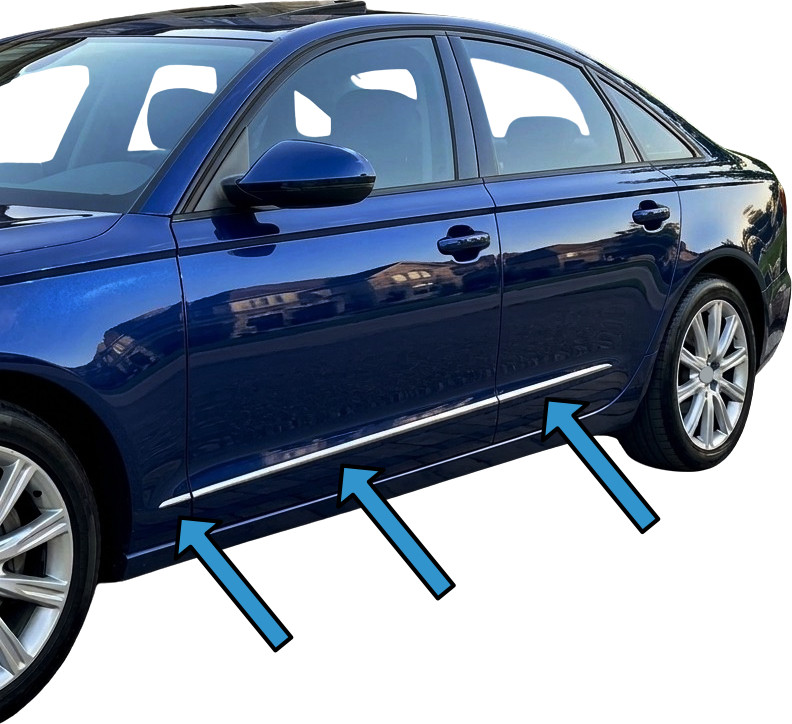 Chrome Side Door Streamer Trims To Fit Audi A6 Saloon (2011-18) 6 Piece