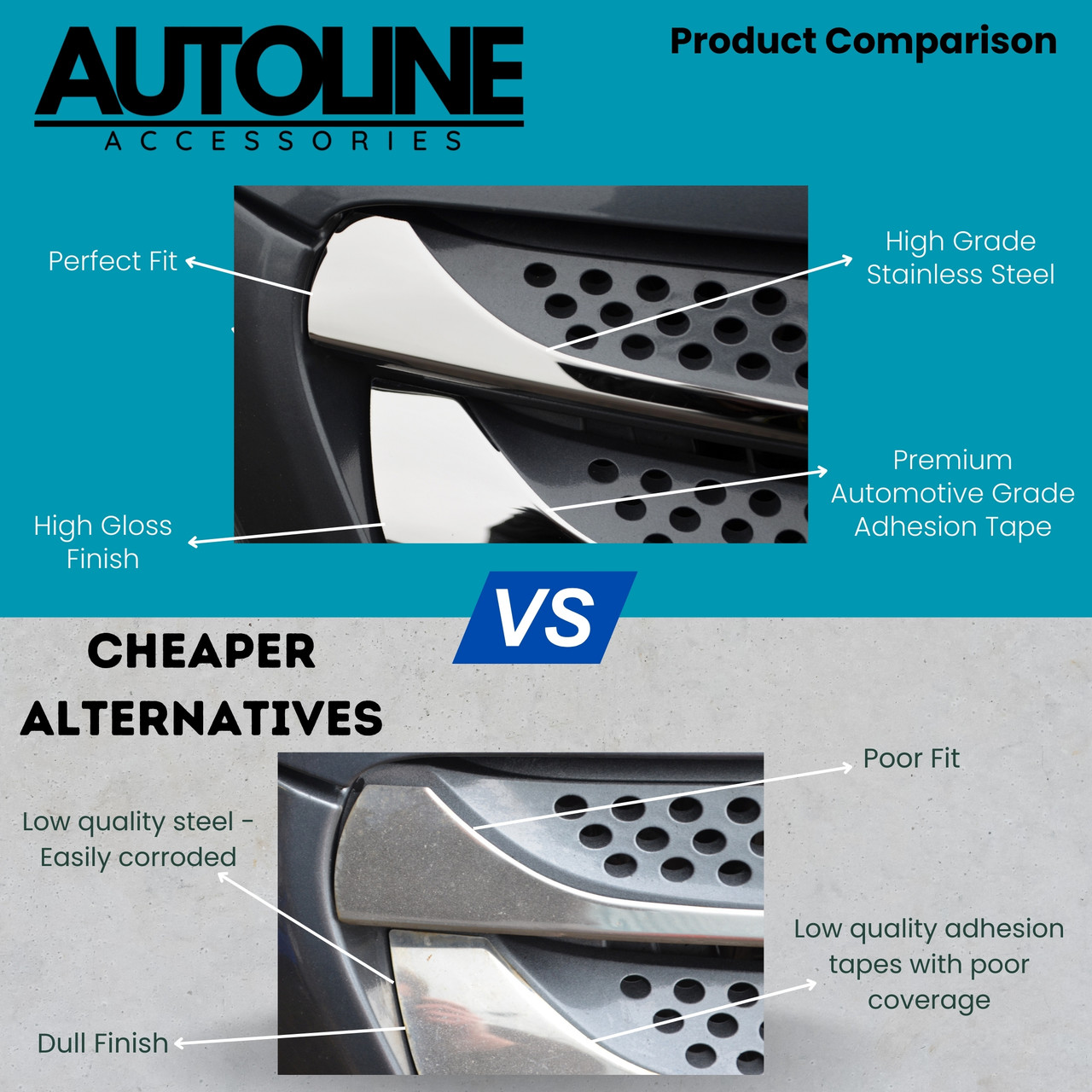 Chrome Side Door Streamer Trims To Fit Audi A6 Saloon (2011-18) 6 Piece