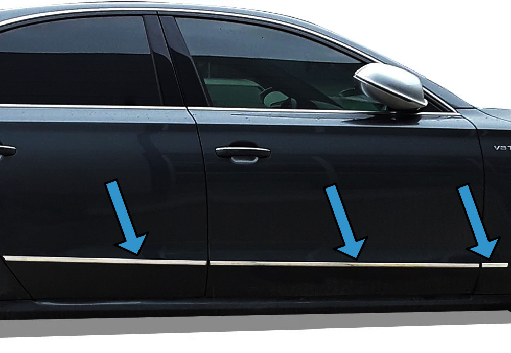 Chrome Side Door Streamer Trims To Fit Audi A8 (2010-17) SWB 6 Piece