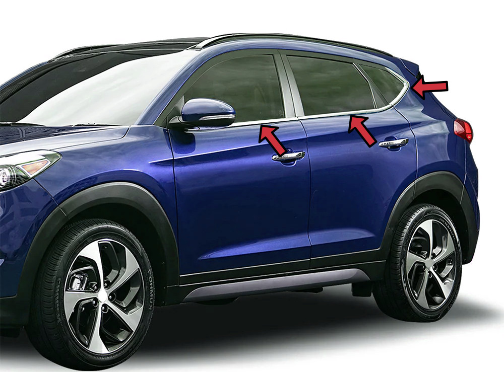 Chrome Window Sill Trim Covers (6 Piece) To Fit Hyundai Tucson (2015-20)
