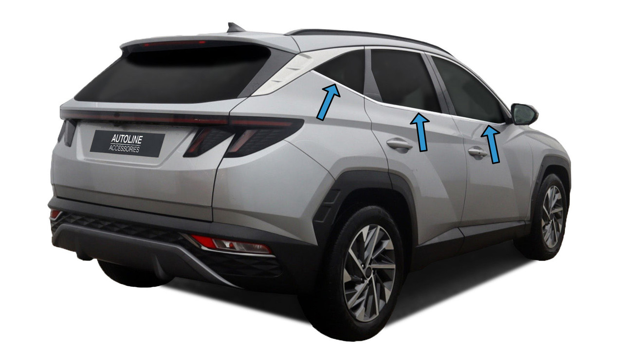 Chrome Window Sill Trim Covers (6 Piece) To Fit Hyundai Tucson (2021+)