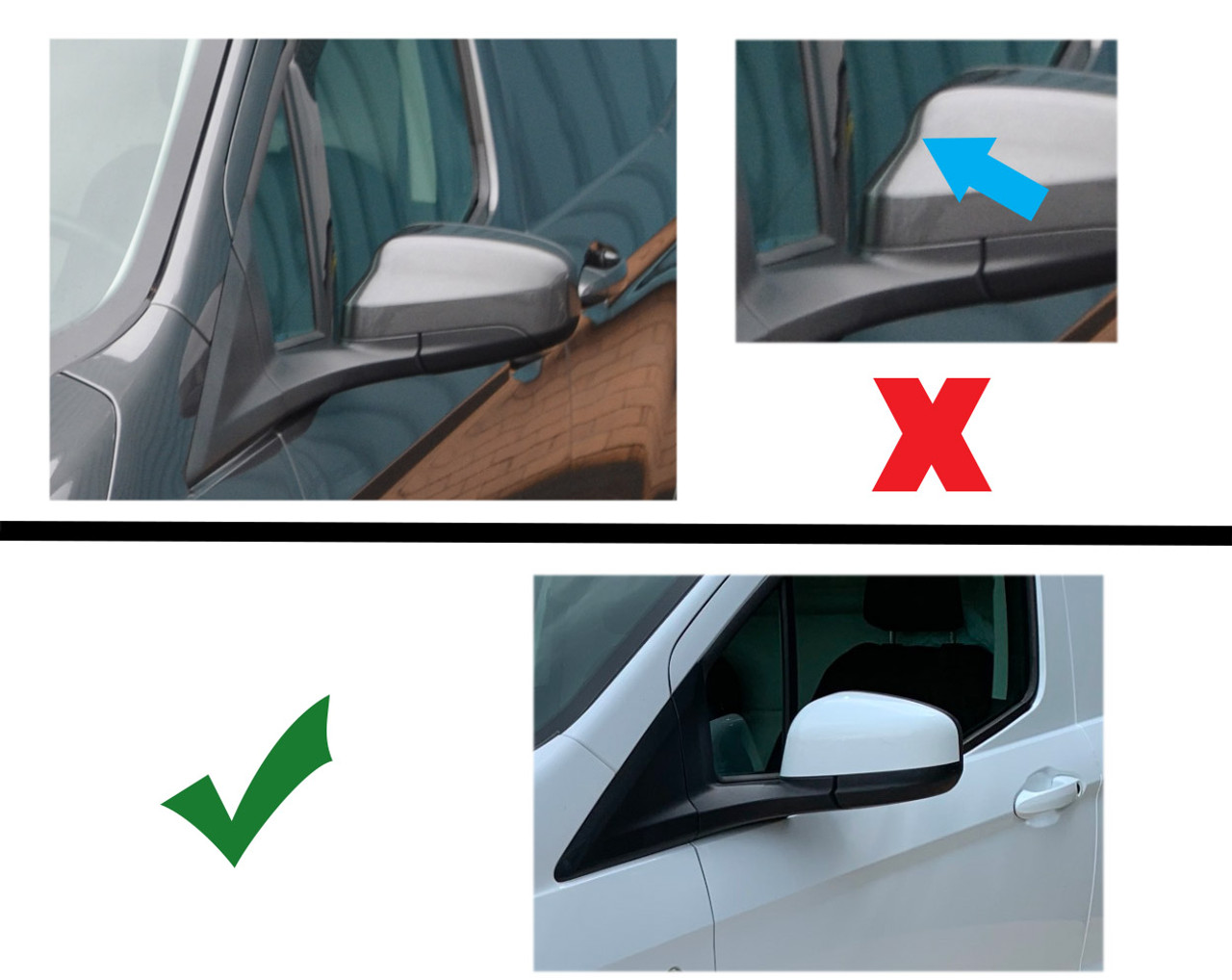 Chrome Wing Mirror Trim Set Covers To Fit Ford Transit Courier (2014+)