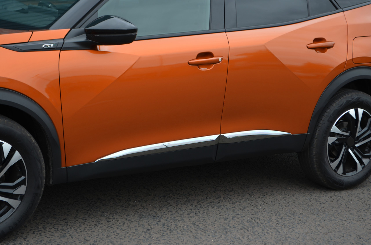 Black Chrome Side Door Streamer Trim Covers To Fit Peugeot 2008 (2020+)