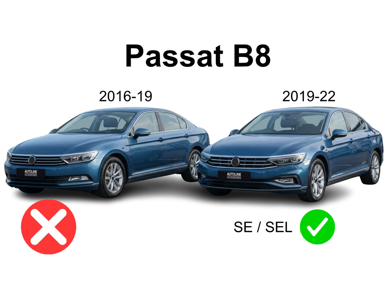 Chrome Front Bumper Trims To Fit Volkswagen Passat B8 Estate SE/SEL (2019-2022)