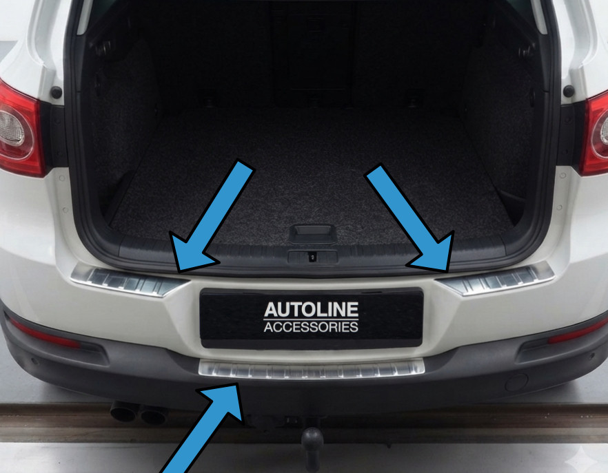 Chrome Rear Bumper Protector Trims (3 piece) To Fit Volkswagen Tiguan (2007-16)