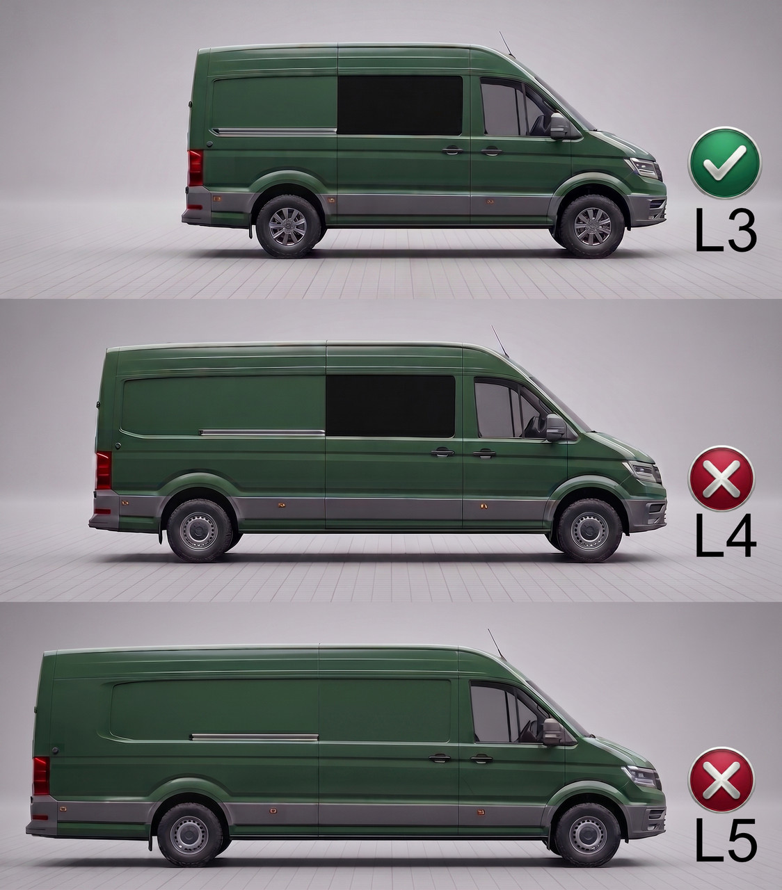 Chrome Window Sill Trim Covers To Fit L2 (MWB) Volkswagen Crafter (2017+)