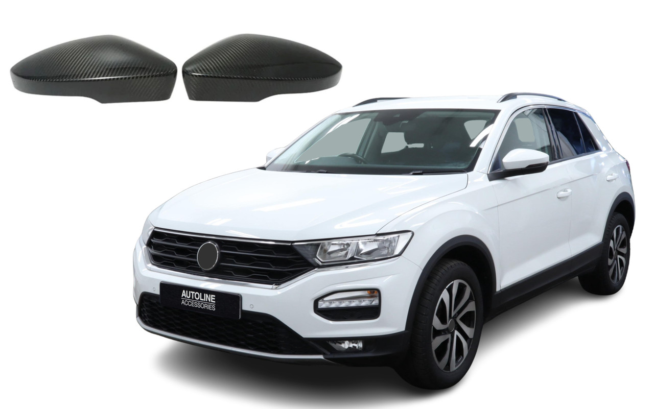 Carbon Fibre Wing Mirror Trim Covers To Fit Volkswagen T-Roc (2017-21)