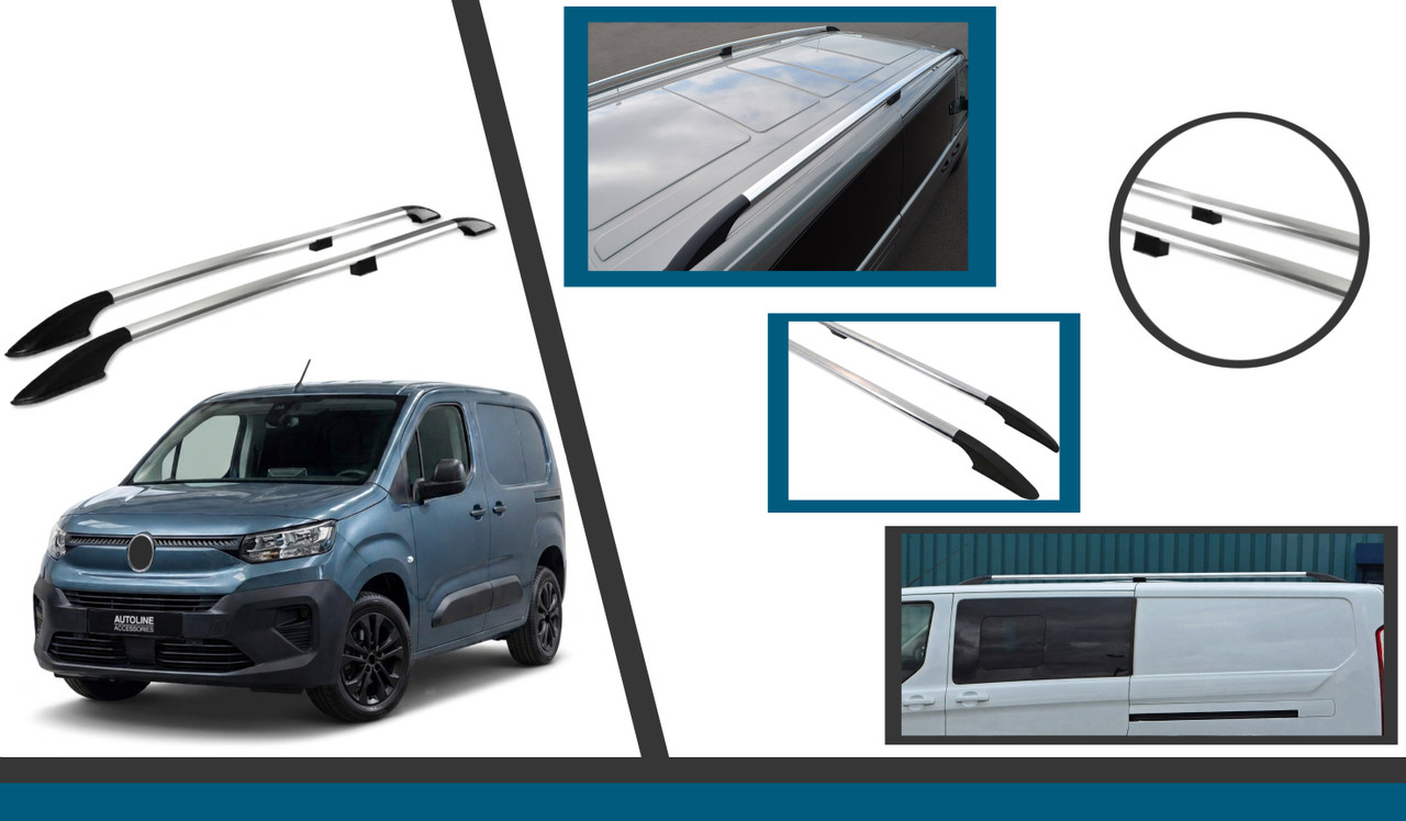 Gloss Aluminium Roof Rack Rails Side Bars For L2 Citroen Berlingo (2019+) 75kg