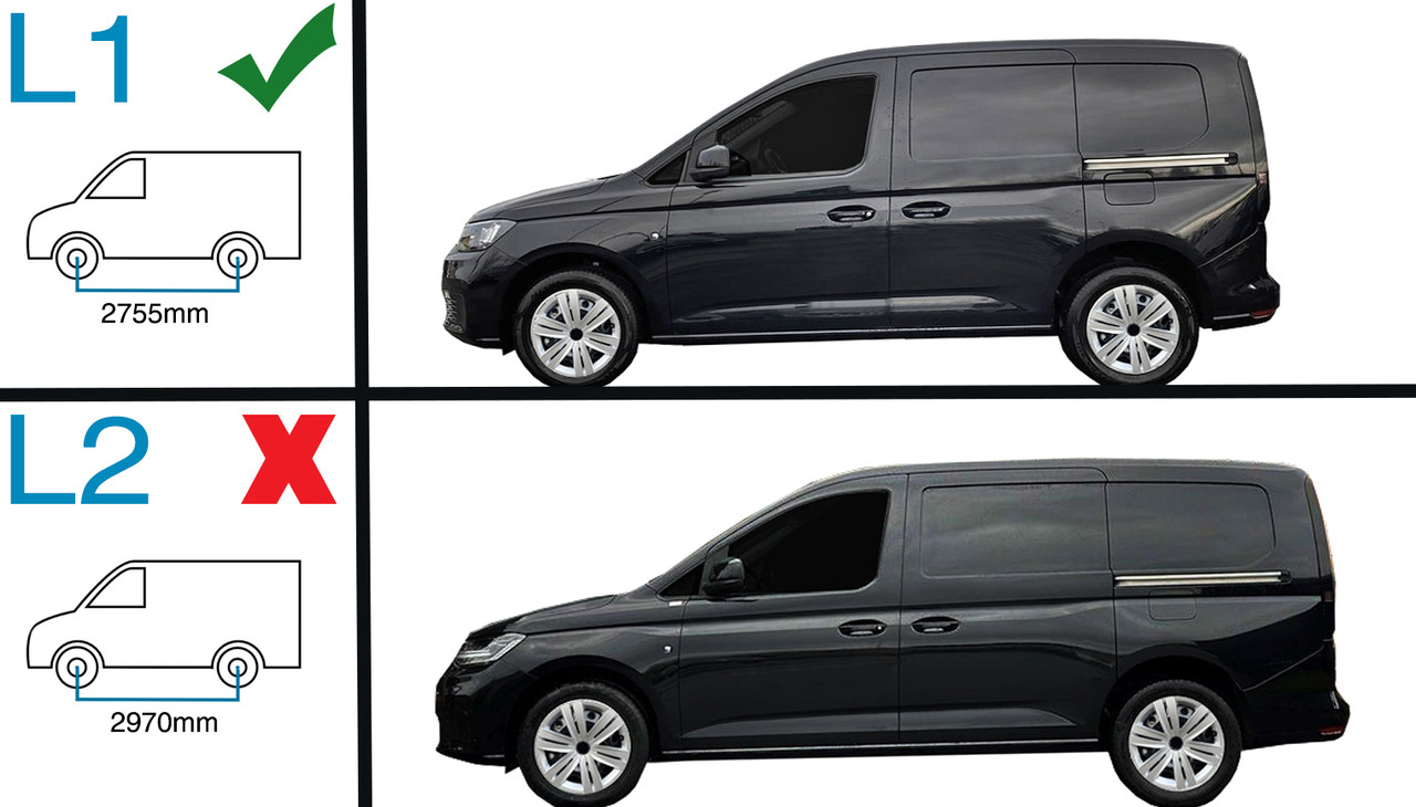 Black Aluminium Roof Rack Rails Side Bars To Fit L1 Ford Transit Connect (2025-)