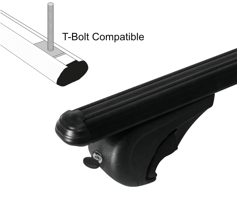 Black Cross Bars For Roof Rails To Fit Mercedes Citan (2022+) 75KG Lockable