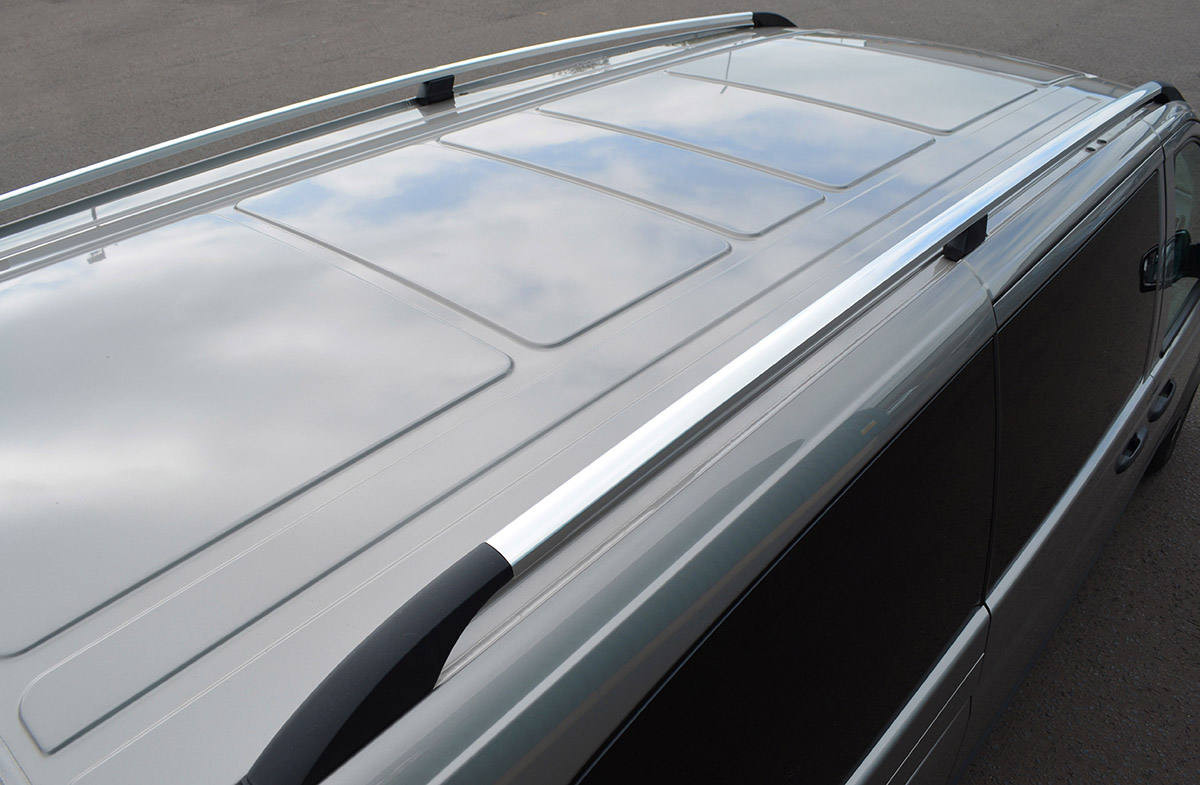 Polished Roof Bars Side Rails For Extra Long (L3) Mercedes Vito W639 (2003-14)