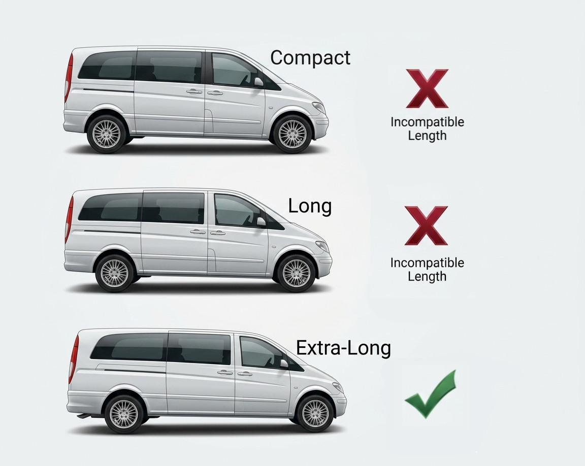 Black Roof Rack Side Bars To Fit Extra Long (L3) Mercedes Vito W639 (2003-14)