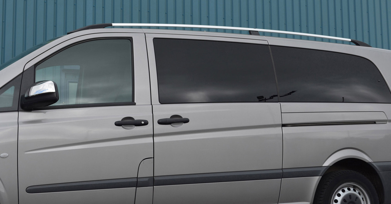 Polished Roof Bars Side Rails For Extra Long (L3) Mercedes Vito W447 (2015+)