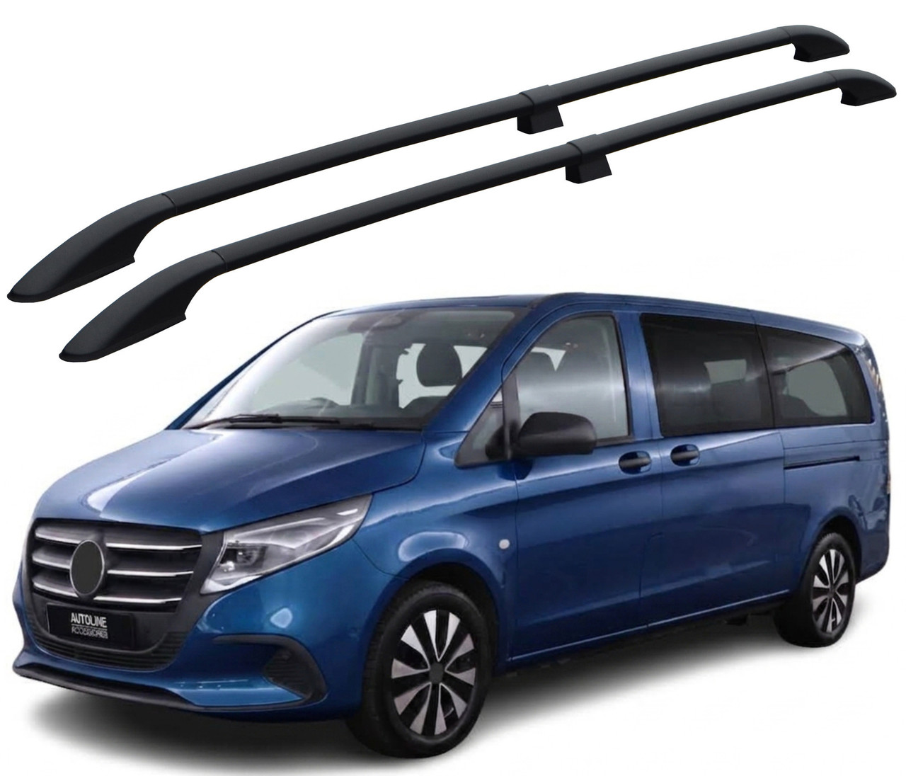 Black Roof Rack Side Bars To Fit Long (L2) Mercedes Vito W447 (2015+)