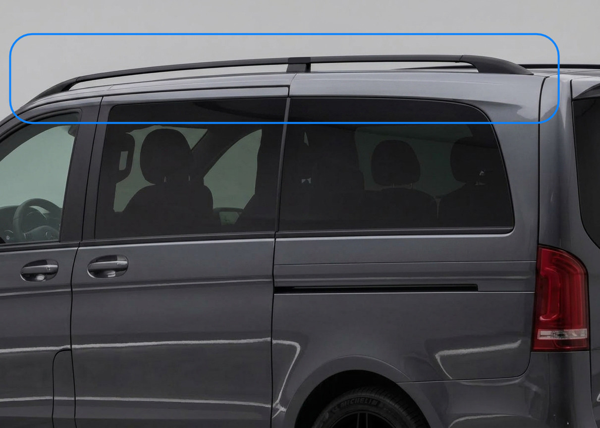 Black Roof Rack Side Bars To Fit Extra Long (L3) Mercedes Vito W447 (2015+)