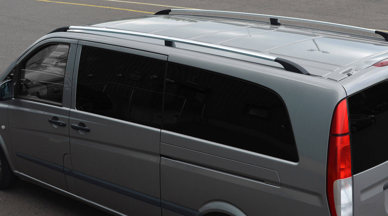 Polished Roof Rack Bars Side Rails For Long (L2) Mercedes Viano (2004-14)