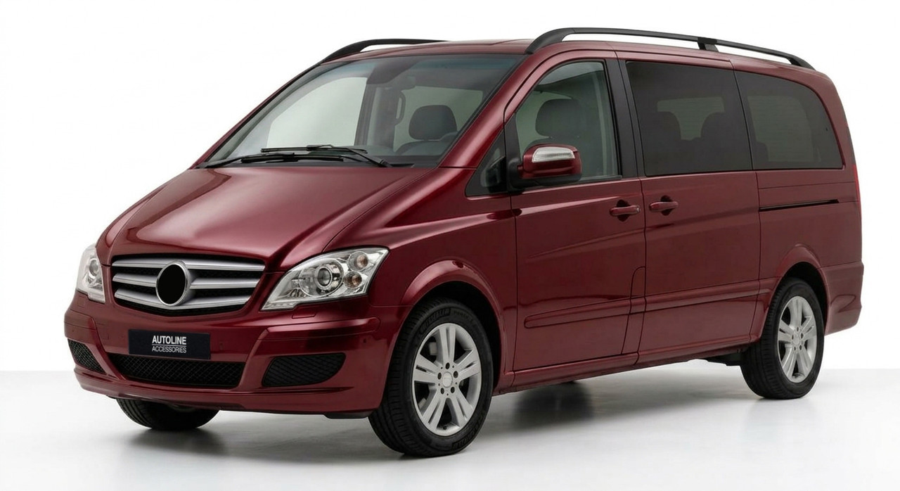 Black Roof Rack Side Bars To Fit Compact (L1) Mercedes Viano (2004-14)