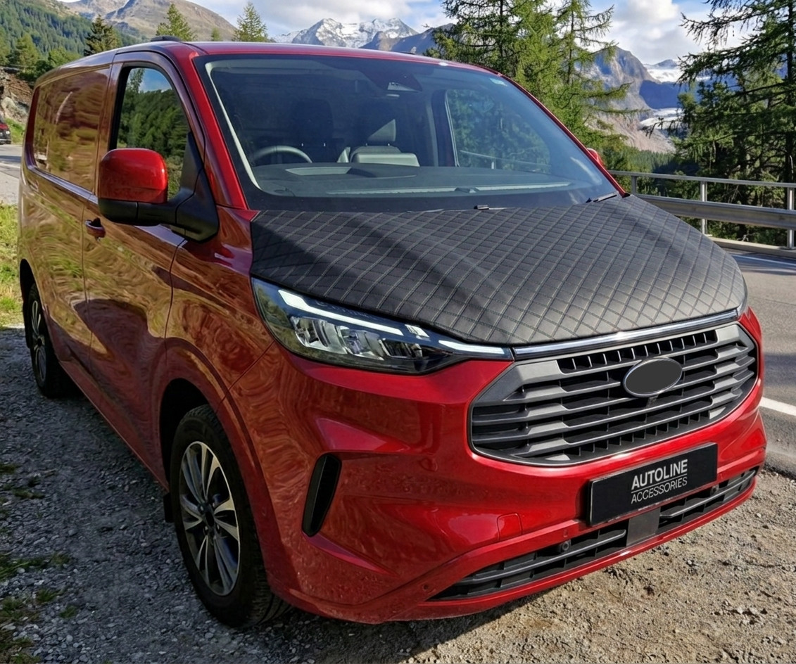For Ford Transit Custom (2024+): Black Diamond Bonnet Bra Protector Guard