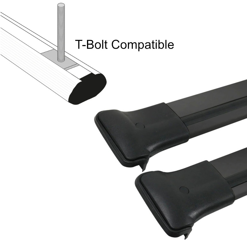 Black Aluminium Cross Bars For Roof Rails To Fit Renault Kangoo (2022+) 75KG